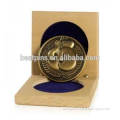 custom glove shaped boxing medal with wooden cased stand